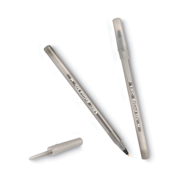 Round Stic Xtra Life Ballpoint Pen Xtra-Value Pack, Stick, Medium 1 mm, Black Ink, Translucent Frost Barrel, 240/Carton - Image 3