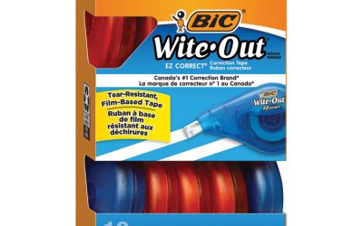 Wite-Out EZ Correct Correction Tape Value Pack, Non-Refillable, Randomly Assorted Applicator Colors, 0.17″ x 472″, 10/Box