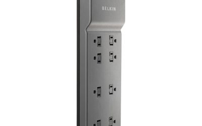 Home/Office Surge Protector, 8 AC Outlets, 12 ft Cord, 3,390 J, Dark Gray