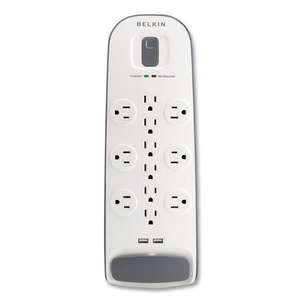 Home/Office Surge Protector, 12 AC Outlets, 6 ft Cord, 3,996 J, White/Black - Image 4