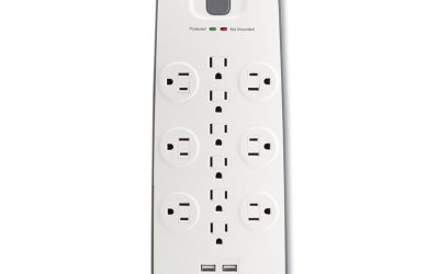 Home/Office Surge Protector, 12 AC Outlets, 6 ft Cord, 3,996 J, White/Black