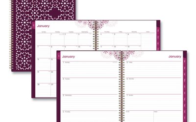 Gili Weekly/Monthly Planner, Gili Jewel Tone Artwork, 11 x 8.5, Plum Cover, 12-Month (Jan to Dec): 2024