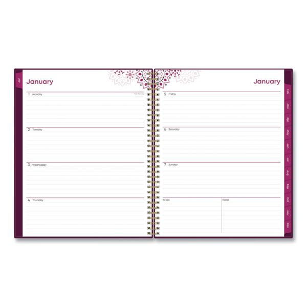 Gili Weekly/Monthly Planner, Gili Jewel Tone Artwork, 11 x 8.5, Plum Cover, 12-Month (Jan to Dec): 2024 - Image 2