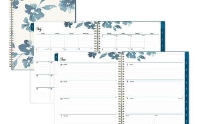 Bakah Blue Academic Year Weekly/Monthly Planner, Floral Artwork, 11 x 8.5, Blue/White Cover, 12-Month (July-June): 2023-2024