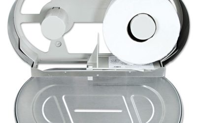 Toilet Tissue 2 Roll Dispenser, Jumbo, 20.81 x 5.31 x 11.38, Satin-Finish Stainless Steel