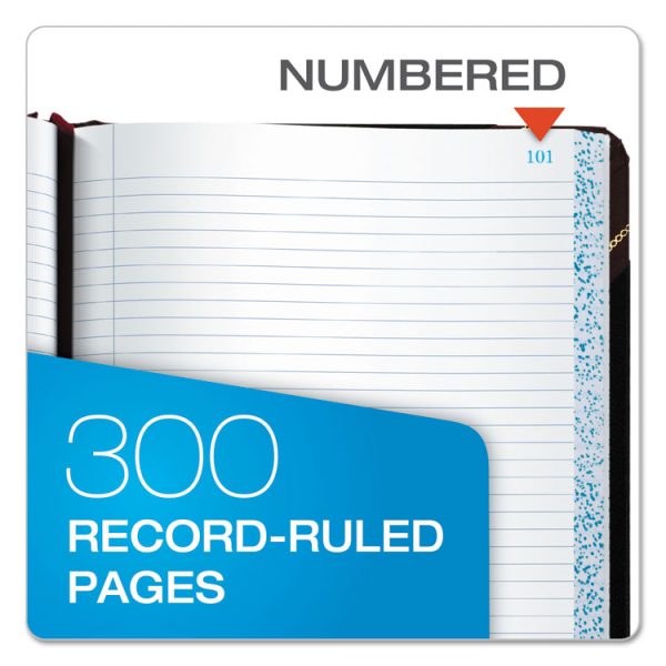 Extra-Durable Bound Book, Single-Page Record-Rule Format, Black/maroon/gold Cover, 10.13 X 7.78 Sheets, 300 Sheets/book - Image 3