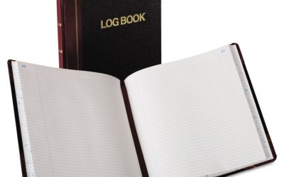 Log Book, List-Management Format with Medium/College Rule, Black/Red Cover, (150) 10.13 x 7.78 Sheets