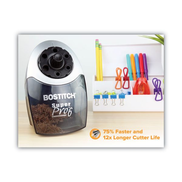 Super Pro 6 Commercial Electric Pencil Sharpener, Ac-Powered, 6.13 X 10.69 X 9, Gray/black - Image 2