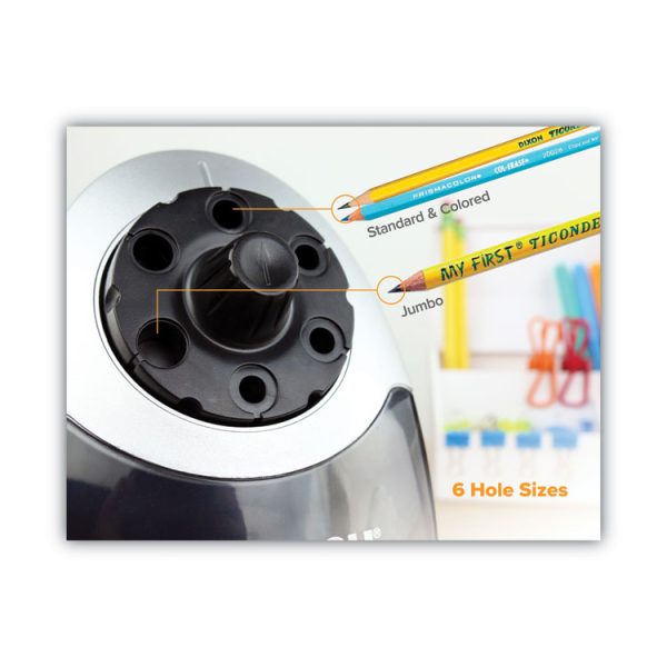 Super Pro 6 Commercial Electric Pencil Sharpener, Ac-Powered, 6.13 X 10.69 X 9, Gray/black - Image 4