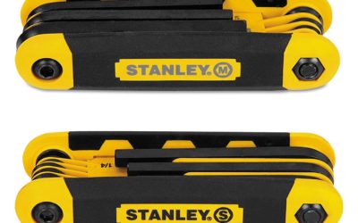 Folding Metric and SAE Hex Keys, 2/Pack, Yellow/Black