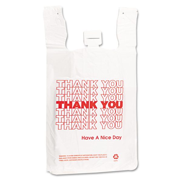 Plastic Thank-You T-Sack, 2 Mil, 4" X 15", White, 2,000/carton - Image 2