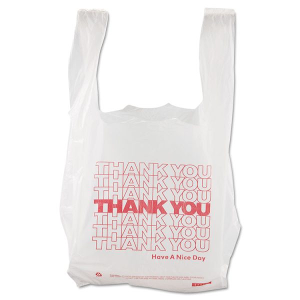 Thank You High-Density Shopping Bags, 8" X 16", White, 2,000/carton