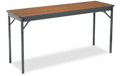 Special Size Folding Table, Rectangular, 60w X 18d X 30h, Walnut/black
