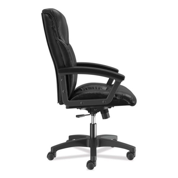 Hvl151 Executive High-Back Leather Chair, Supports Up To 250 Lb, 17.75" To 21.5" Seat Height, Black - Image 3