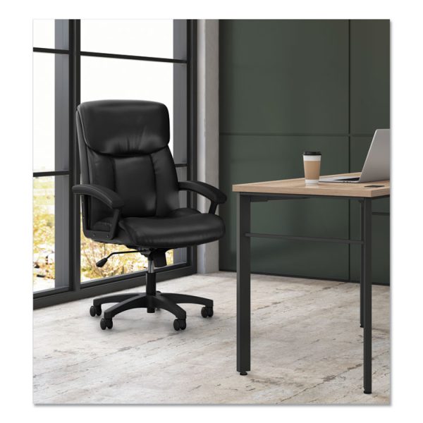 Hvl151 Executive High-Back Leather Chair, Supports Up To 250 Lb, 17.75" To 21.5" Seat Height, Black - Image 7