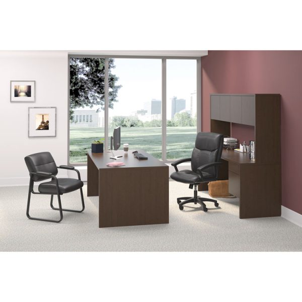 Hvl151 Executive High-Back Leather Chair, Supports Up To 250 Lb, 17.75" To 21.5" Seat Height, Black - Image 8