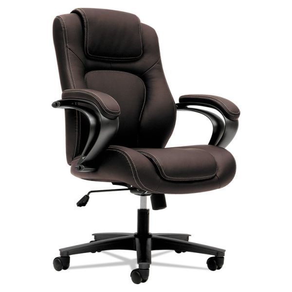 Hvl402 Series Executive High-Back Chair, Supports Up To 250 Lb, 17" To 21" Seat Height, Brown Seat/back, Black Base - Image 2
