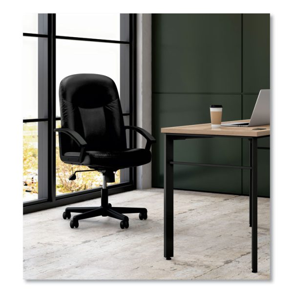 Hvl601 Series Executive High-Back Leather Chair, Supports Up To 250 Lb, 17.44" To 20.94" Seat Height, Black - Image 3