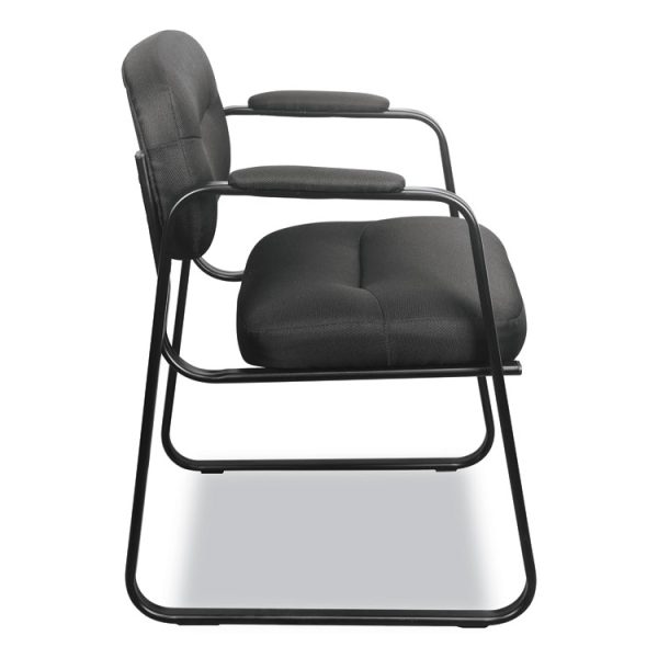 HVL653 SofThread Bonded Leather Guest Chair, 22.25" x 23" x 32", Black Seat, Black Back, Black Base - Image 3