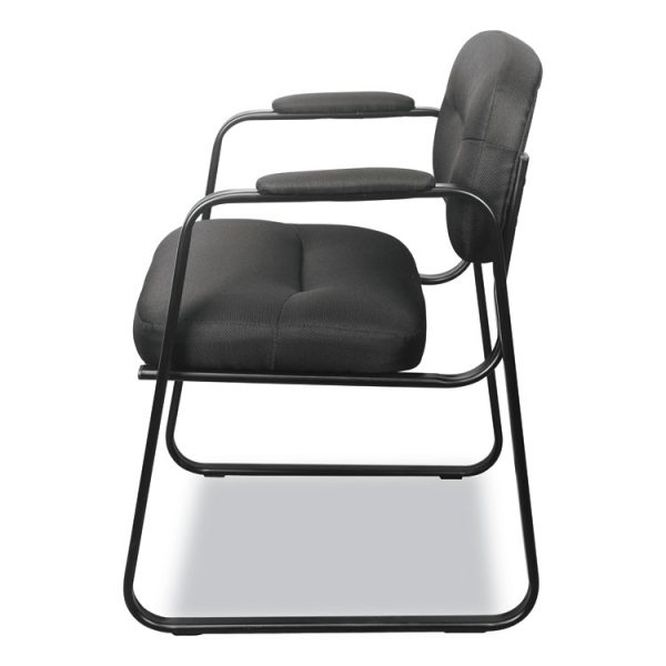 HVL653 SofThread Bonded Leather Guest Chair, 22.25" x 23" x 32", Black Seat, Black Back, Black Base - Image 4