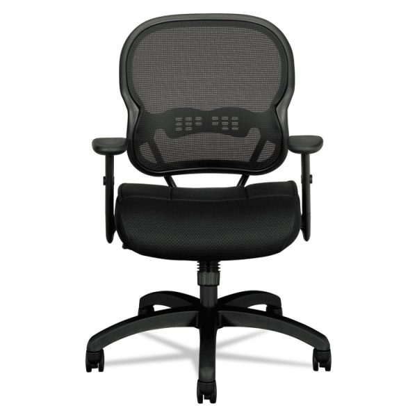 Wave Mesh Mid-Back Task Chair, Supports Up To 250 Lb, 18" To 22.25" Seat Height, Black - Image 2