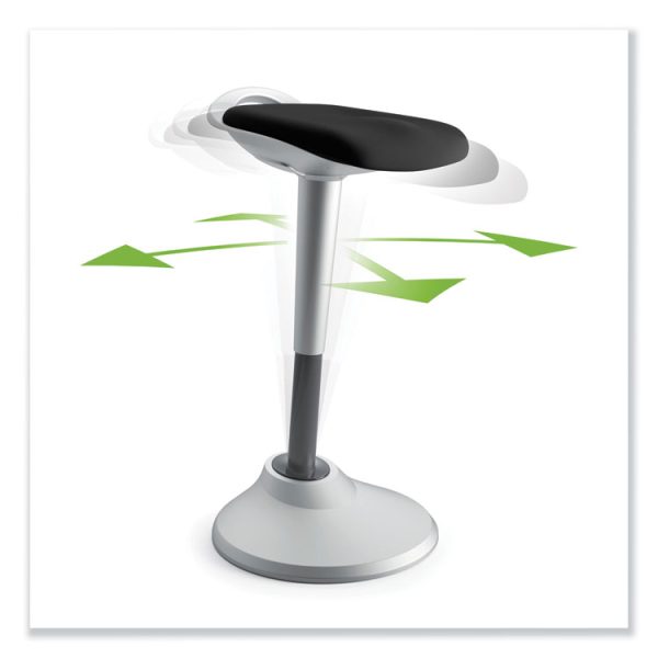 Perch Series Seat, Backless, Supports Up To 250 Lb, Black Seat, Silver Base - Image 2