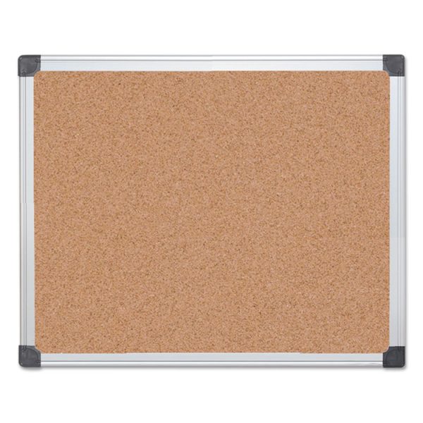 Value Cork Bulletin Board with Aluminum Frame, 24 x 36, Tan Surface, Silver Aluminum Frame - Image 2