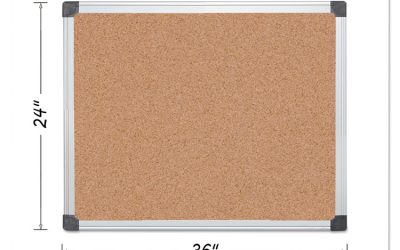 Value Cork Bulletin Board with Aluminum Frame, 24 x 36, Tan Surface, Silver Aluminum Frame
