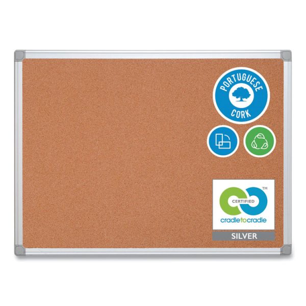 Earth Cork Board, 72 x 48, Tan Surface, Silver Aluminum Frame - Image 2