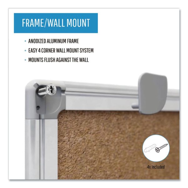 Earth Cork Board, 72 x 48, Tan Surface, Silver Aluminum Frame - Image 5