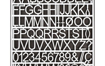 White Plastic Set of Letters, Numbers and Symbols, Uppercase, 1″h