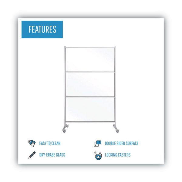 Protector Series Mobile Glass Panel Divider, 49 X 22 X 69, Clear/aluminum - Image 3