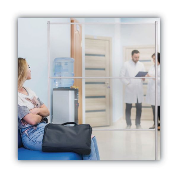 Protector Series Mobile Glass Panel Divider, 49 X 22 X 69, Clear/aluminum - Image 7