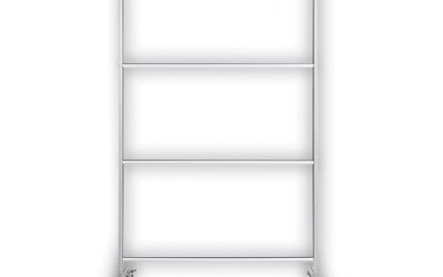 Protector Series Mobile Glass Panel Divider, 49 X 22 X 81, Clear/aluminum