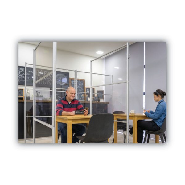 Protector Series Mobile Glass Panel Divider, 49 X 22 X 81, Clear/aluminum - Image 8