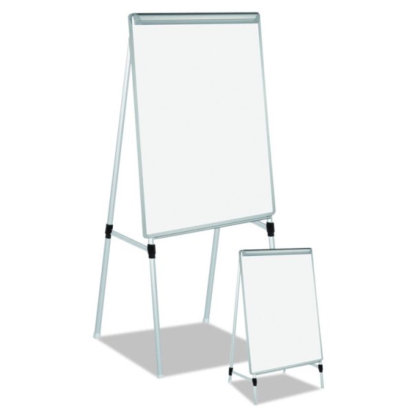 Silver Easy Clean Dry Erase Quad-Pod Presentation Easel, 45" to 79" High, Silver - Image 2