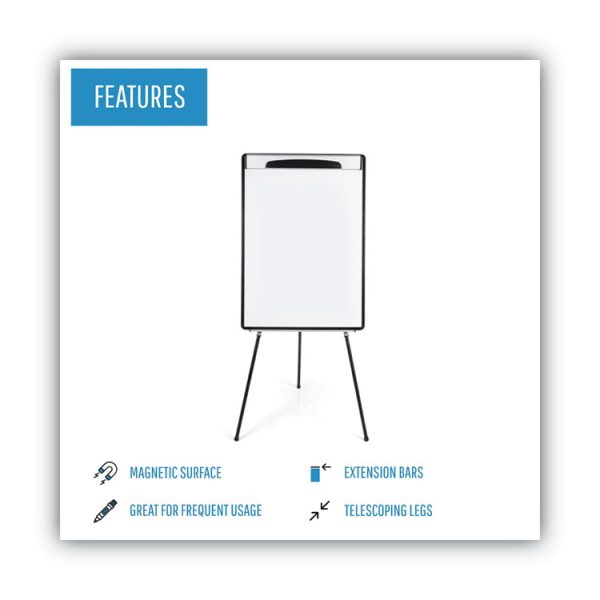 Magnetic Gold Ultra Dry Erase Tripod Easel with Extension Arms, 32" to 72", Black/Silver - Image 3