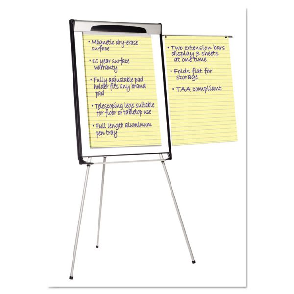 Tripod Extension Bar Magnetic Dry-Erase Easel, 39" To 72" High, Black/silver - Image 7