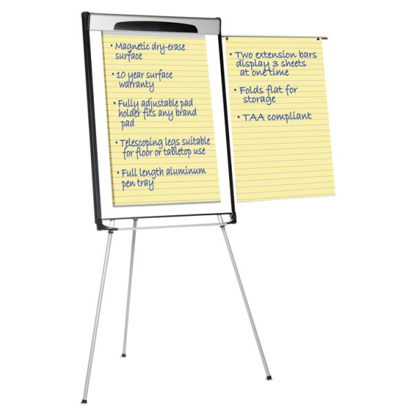 Tripod Extension Bar Magnetic Dry-Erase Easel, 39" To 72" High, Black/silver - Image 9