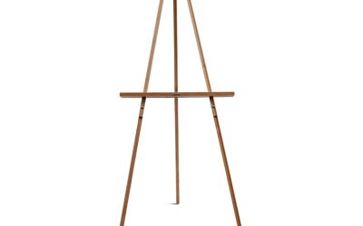 Oak Display Tripod Easel, 60″ High, Wood/Brass