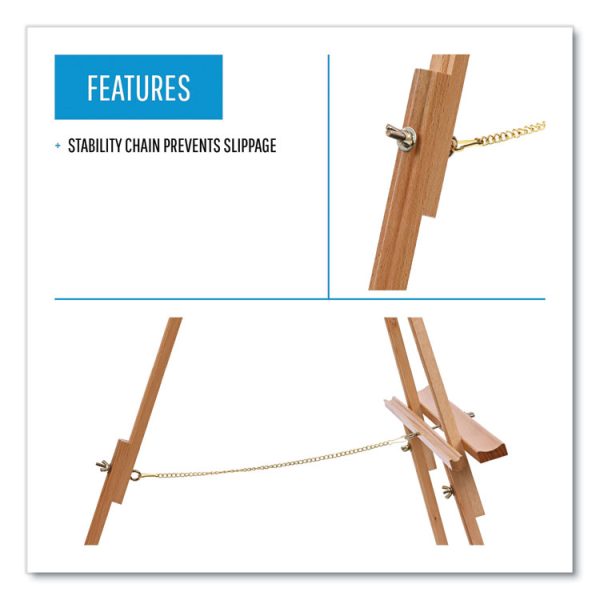 Oak Display Tripod Easel, 60" High, Wood/Brass - Image 4