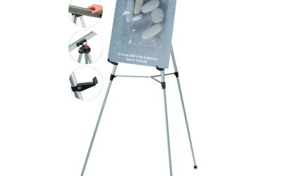 Telescoping Tripod Display Easel, Adjusts 35″ To 64″ High, Metal, Silver