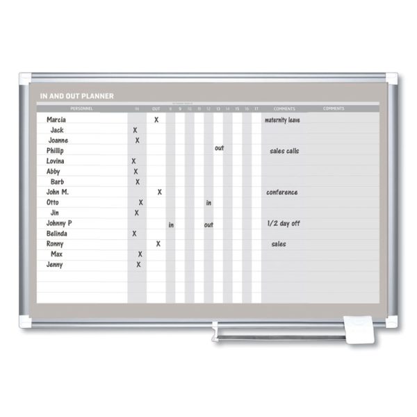 In-Out Magnetic Dry Erase Board, 36 x 24, White Surface, Silver Aluminum Frame - Image 5