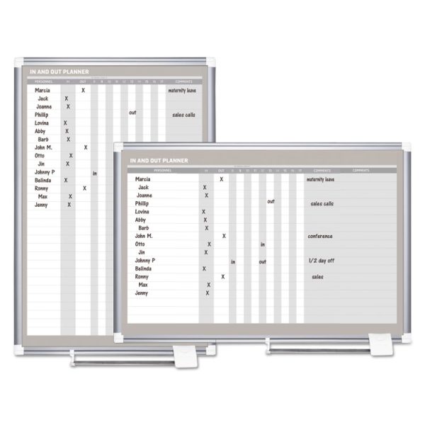 In-Out Magnetic Dry Erase Board, 24 x 36, White Surface, Silver Aluminum Frame - Image 4