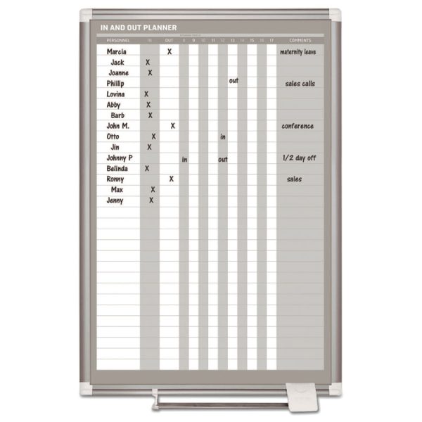 In-Out Magnetic Dry Erase Board, 24 x 36, White Surface, Silver Aluminum Frame - Image 3