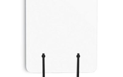 Protector Series Frameless Glass Desktop Divider, 23.6 X 0.16 X 35.4, Clear/aluminum