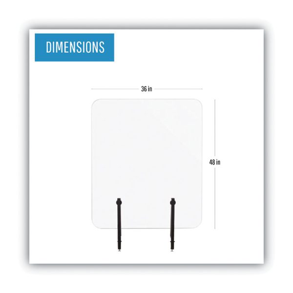 Protector Series Frameless Glass Desktop Divider, 47.2 X 0.16 X 35.4, Clear/aluminum - Image 2