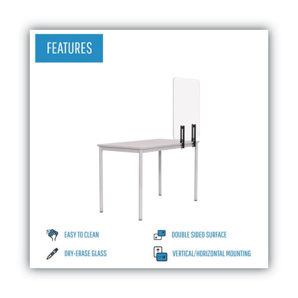 Protector Series Frameless Glass Desktop Divider, 47.2 X 0.16 X 35.4, Clear/aluminum - Image 3
