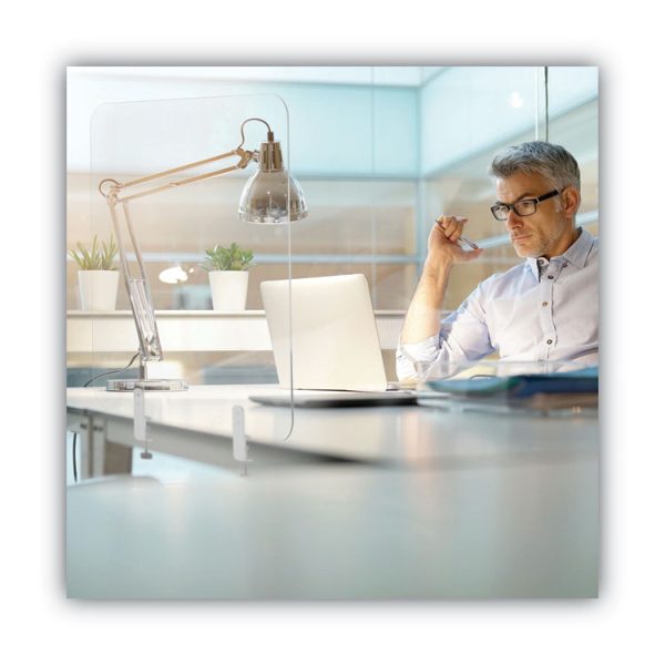 Protector Series Frameless Glass Desktop Divider, 47.2 X 0.16 X 35.4, Clear/aluminum - Image 6