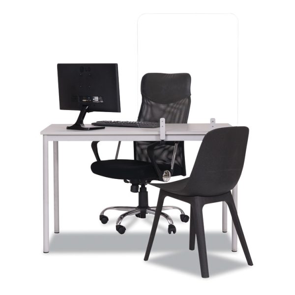 Protector Series Frameless Glass Desktop Divider, 35.4 X 0.16 X 35.4, Clear/aluminum - Image 3